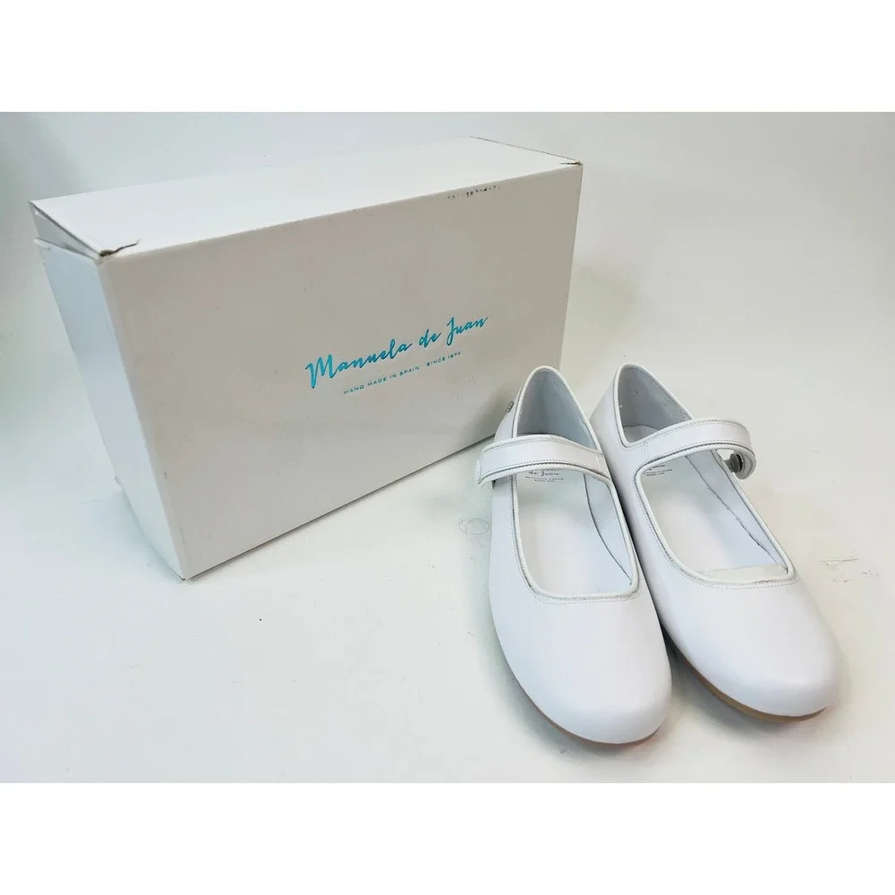 Manuela de Juan Robine I White Nappa Leather Mary Jane Flats Kids 35 EU / 3.5 US